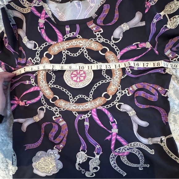 J. Mclaughlin Catalina Cloth Top Sz M Knit Signature Equestrian Print Classic - Picture 14 of 15
